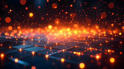 Obraz premium Abstract Background with Orange and Red Bokeh Lights