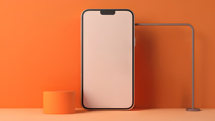 Minimalist Clothing Stand on Vibrant Orange Background