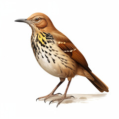 Fototapeta premium A detailed cartoon illustration of a brown and yellow bird standing on a light background