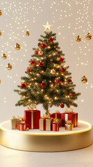 Christmas tree and decoration podium background for product presentation