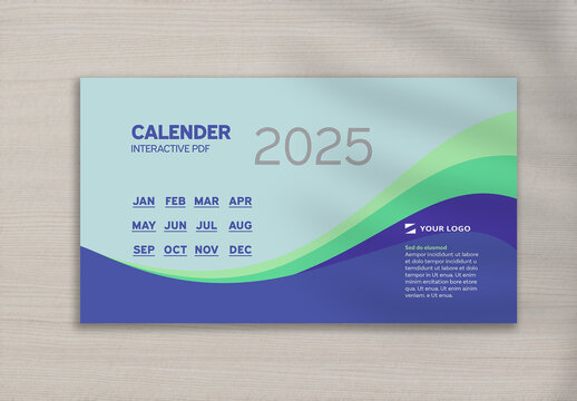 Calendar 2025 Interactive PDF with Blue Accents