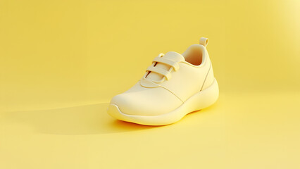 Trendy Yellow Sneakers on Pastel Background