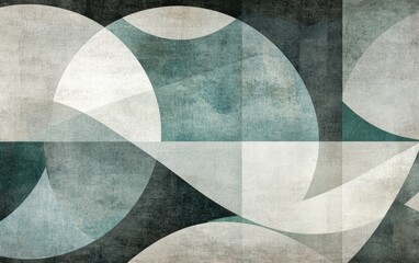 Abstract geometric design featuring overlapping shapes and a muted color palette.