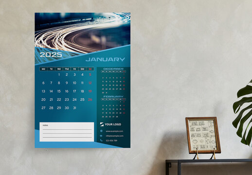 20241102_Batch38_Wall Calendar 2025 with Blue Accents