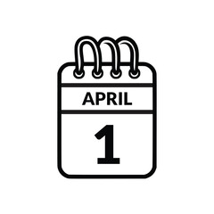April 1 Calendar icon vector illustration.