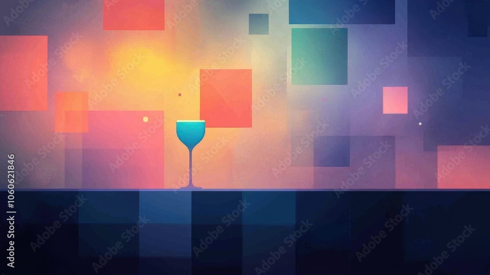 Aufkleber abstract shapes in a bar scene with colorful gradients