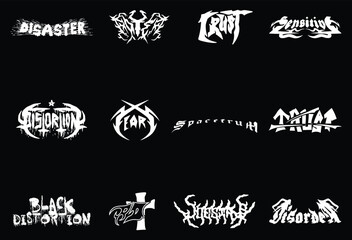 Set Death Metal, black metal, metal, punk, gothic, y2k, streetwear Rock Horror typeface Logo