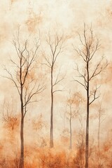 Barren trees stand majestically against a soft earthy background evoking a sense of tranquility and reflection in nature's embrace