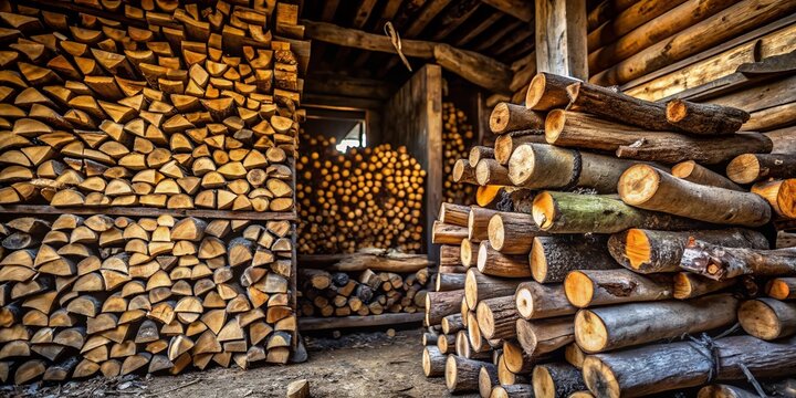 Macro Photography of Firewood for Kiln at Marginea Black Pottery Workshop, Bukovina, Romania - Rustic Natural Materials, Craftsmanship, and Traditional Pottery
