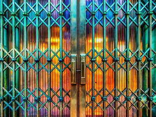 Macro Photography of Steel Gate Transition with Transparent Background - Metal Gate Opening and Closing Alpha Channel