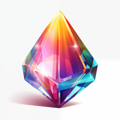 A vibrant cartoon crystal sparkling in bright colors displayed against a white backdrop