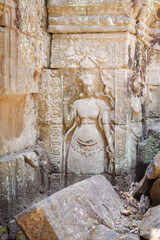 bas relief at Preah Khan temple Siem Reap, Cambodia.