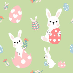 Seamless pattern easter with color easter eggs.