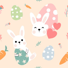 Seamless pattern easter with color easter eggs.