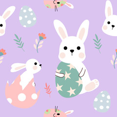 Seamless pattern easter with color easter eggs.