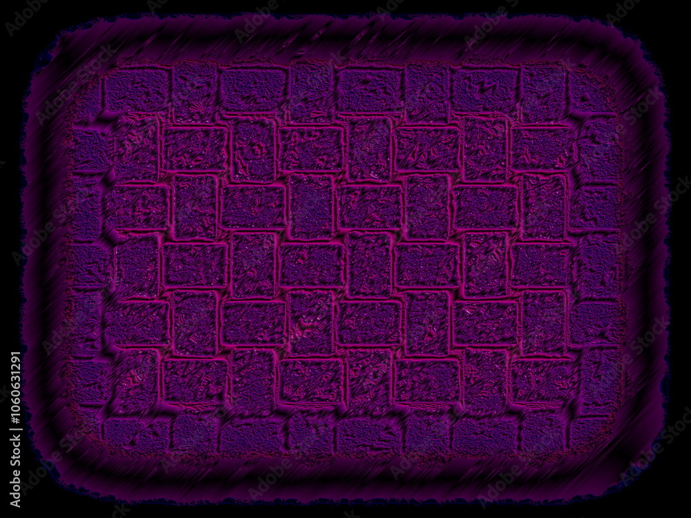 Poster red square button. purple background with ancient stone effect. elegant dark purple pattern for invi