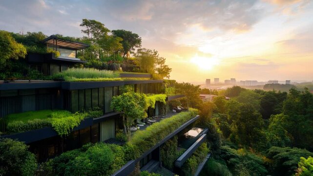 
Seamless integration of nature and urban architecture for sustainable living - Powered by Adobe