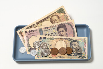 日本円の新紙幣とコインで現金払いのイメージ