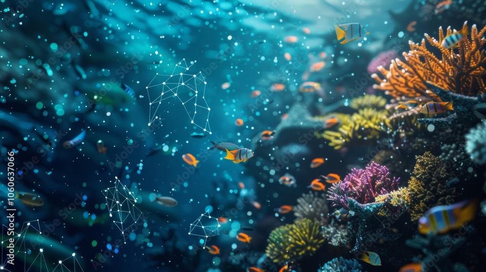 Poster marine biologists utilize 6gconnected underwater cameras to study and protect coral reefs helping to