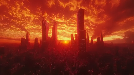 Fototapeta premium Vibrant Synthwave Cityscape: Neon Anime and Manga Art