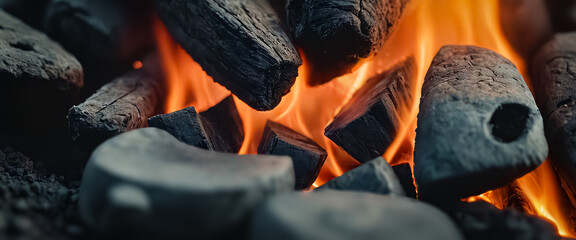 3D rendering of Close-Up View of Burning Logs