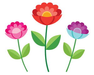 set of flowervector illustration on white background