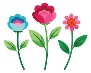 set of flowervector illustration on white background