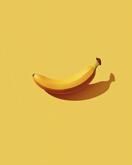 Playful retro-style banana on a solid yellow background, simple and bold.