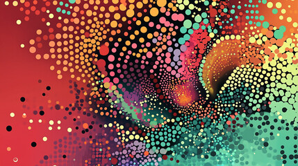 Abstract vibrant dotwork abstract background with circles