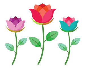 set of flowervector illustration on white background