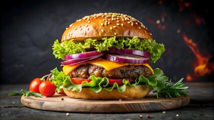 Hamburger with beef meat burger fast food cheeseburger full hd 4k and 8k photo download