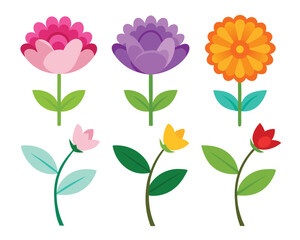 set of flowervector illustration on white background