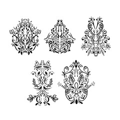 Ilustração Vetorial ornamento, tatuagem, vector, modelo, design, ilustração, floral, condecoração, arte, flor, elemento, vintage, tribal, símbolo, silhueta, rolo, ornamentado, ajustar, noir, afetadame