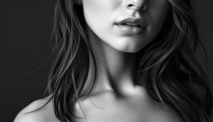 Fototapeta premium Details of body of beautiful girl, fashion and art, authentic black and white photo shoot isolated with white highlights, png