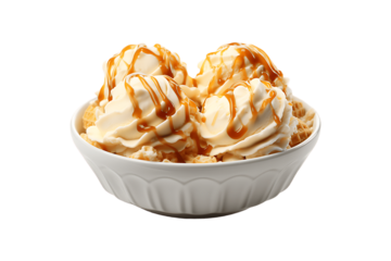 Butter Scotch Ice Cream on transparent background.