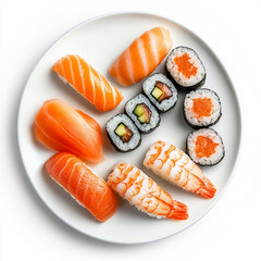 Shusi on white plate isolated on white