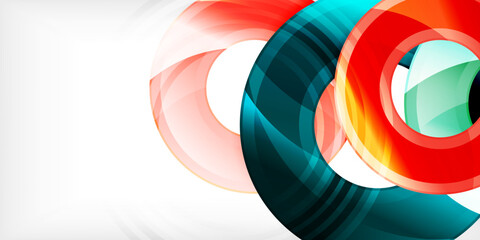 Bright colorful circles with light effects. Abstract background