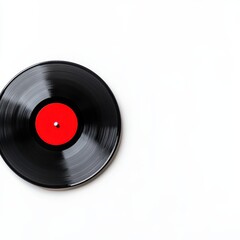 Fototapeta premium Vinyl record with red label on a white isolated background.