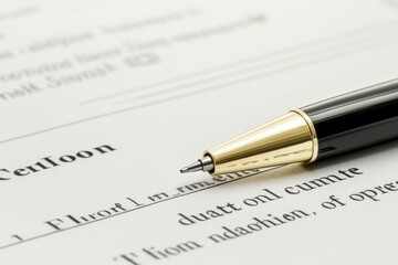 A pen resting on a document for signing.