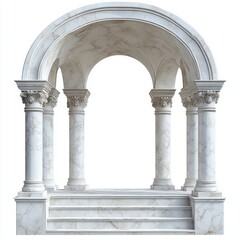 Naklejka premium Elegant marble architectural archway with four pillars and detailed carvings.