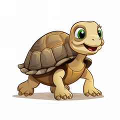 Fototapeta premium A cheerful cartoon turtle exploring a bright, colorful world on a sunny day