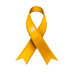 Gold ribbon over a transparent background. Symbol of childhood cancer awareness