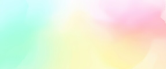 Obraz premium Pastel gradient background, soft watercolor texture, dreamy atmosphere, ethereal hues, mint green to yellow to pink, delicate color transition, gentle ombre effect, abstract sky-like palette, soothing