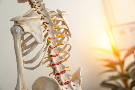 Lateral View of Lumbar Vertebrae Highlighting Multifidus Muscle for Anatomical Study and Education