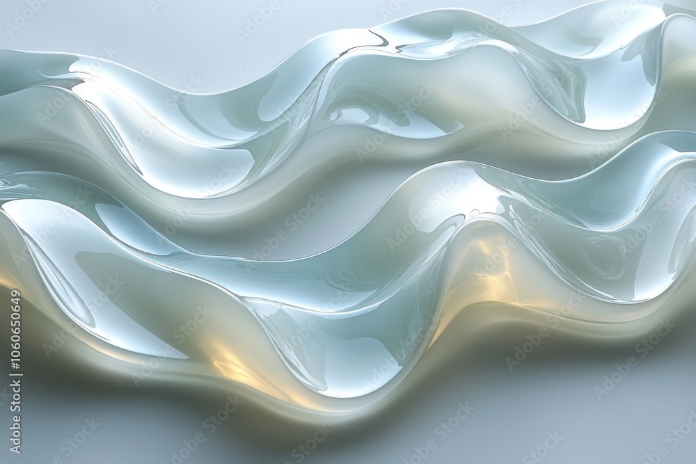 Poster abstract wavy liquid surface with smooth, reflective texture