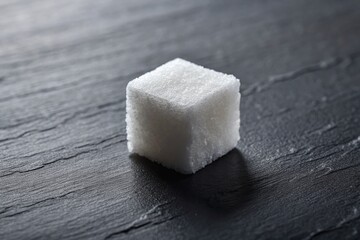 Minimalist Sugar Art on Slate - White Square Sugar Cubes Against Black Background for Elegant Still Life Photography