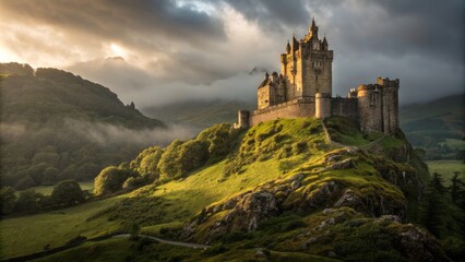 Majestic Medieval Architecture in Dramatic Fine Art Style Capturing Timeless Beauty and Grandeur