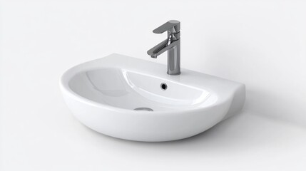 Fototapeta premium White Sink With Modern Faucet
