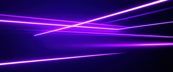 Neon purple laser beams, retro synthwave aesthetics, black background, dynamic diagonal lines, vibrant ultraviolet glow, 80s sci-fi inspired, abstract geometric composition, futuristic lighting effect