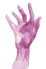 Elegant Woman's Hand Gesture with Watercolor Illustration Symbolizing Communication and Beauty